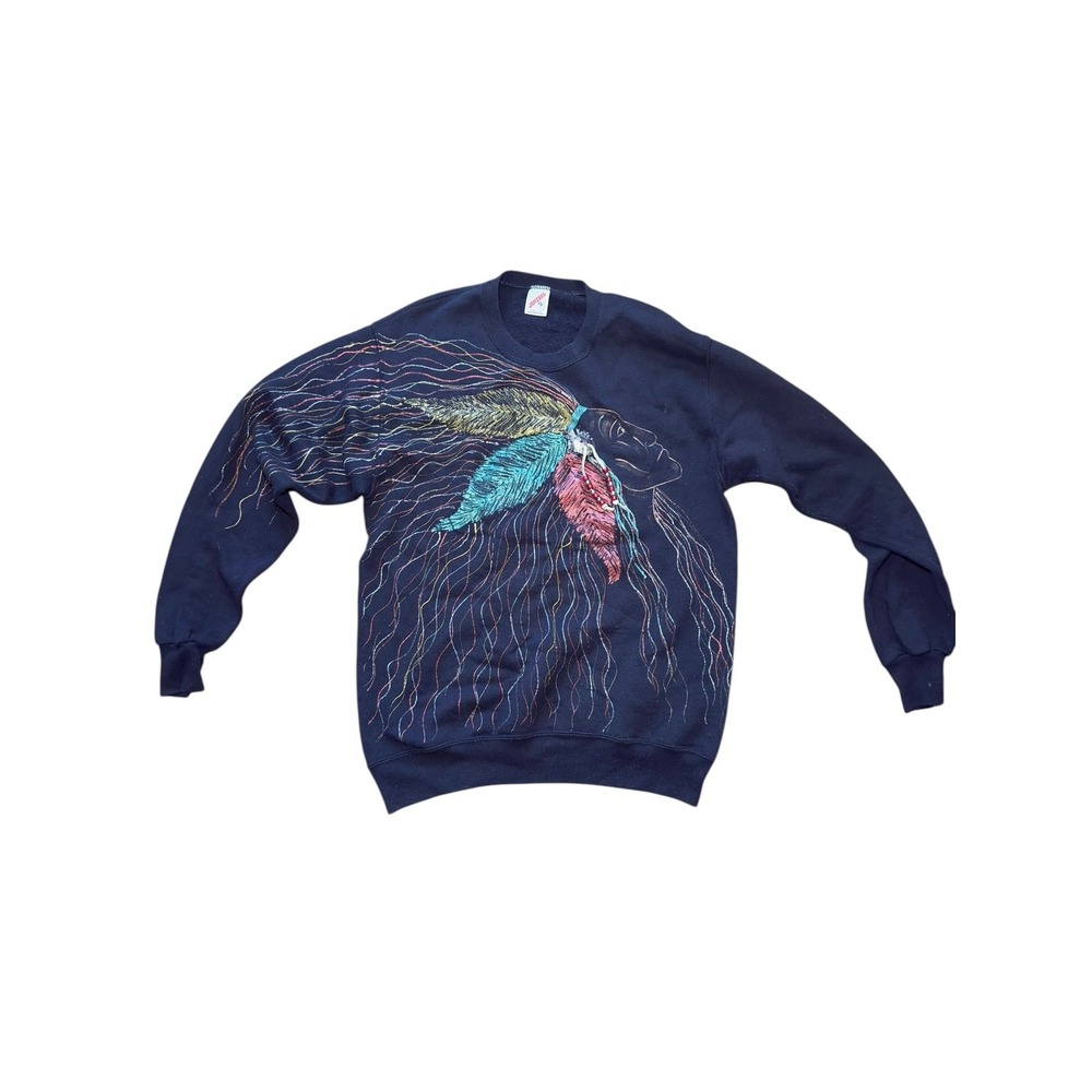 Vintage Jerzees Made in USA Native American Graphic Sweatshirt XL